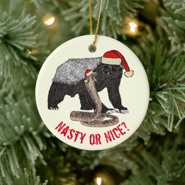 Honungsgrävling Orm Rolig Festlig Tomte som sagt Julgransprydnad Keramik (Träd)