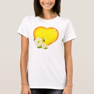 Honungshjärta, bin och blommor t-shirt