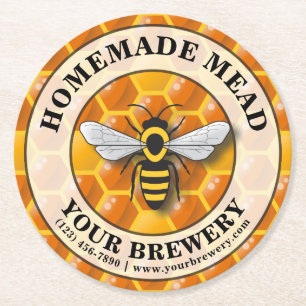 Honungshoneycomb Bee Apiary / Mead Template Underlägg Papper Rund