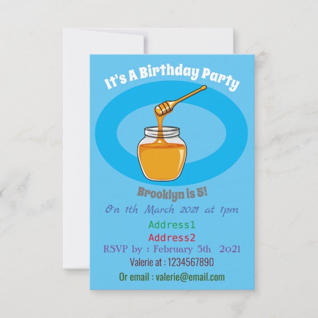 Honungsillustration av tecknaden inbjudningar (Framsida)