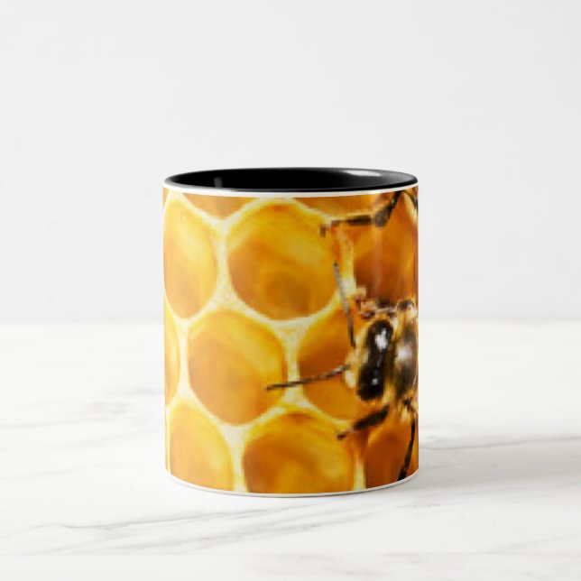 Honungskaka och bimönsterdesign Två-Tonad mugg (Center)