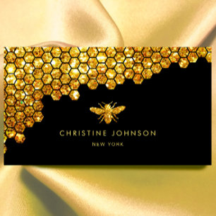 honungskomb faux guld glitter bee visitkort