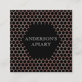 honungskomb faux ro guld foil apiary fyrkantigt visitkort