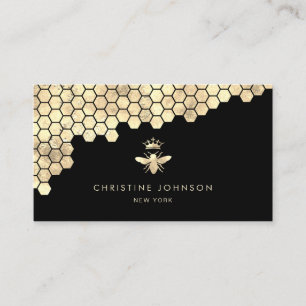 honungskomb och faux guld foil drottning bee visitkort