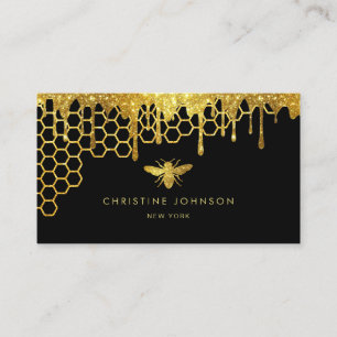 honungskomb och faux guld glitter drottning bee visitkort