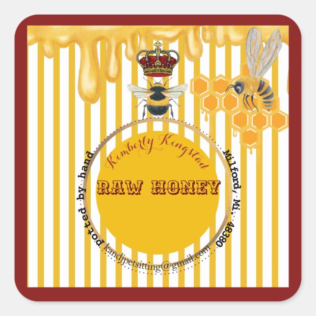 honungsmärke fyrkantigt klistermärke (Framsida)