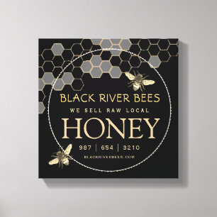 Honungssignallbiodlare Guld Honeycomb Bees Canvastryck