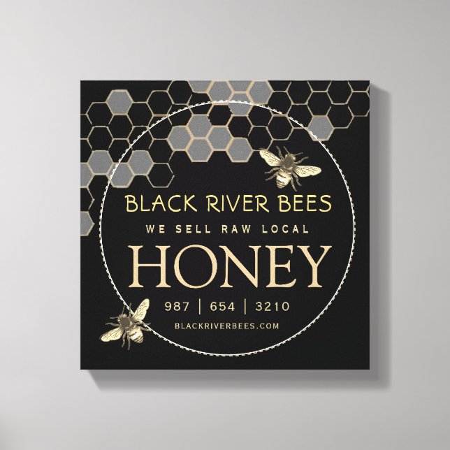 Honungssignallbiodlare Guld Honeycomb Bees Canvastryck (Framsida)