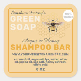Honungssoap Vintage Bee Shampoo Pub Gult Fyrkantigt Klistermärke