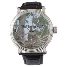 "Hoo" har tiden | Owlet Perched i Träd Photo Armbandsur