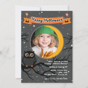Hoo Hoo Photo Halloween-inbjudan Inbjudningar