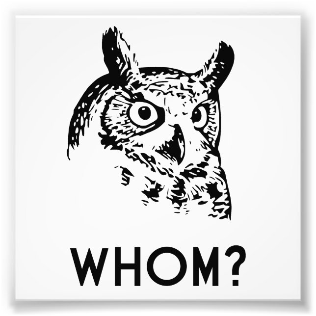 Hoo WHO Whom Grammar Uggla Fototryck (Framsidan)