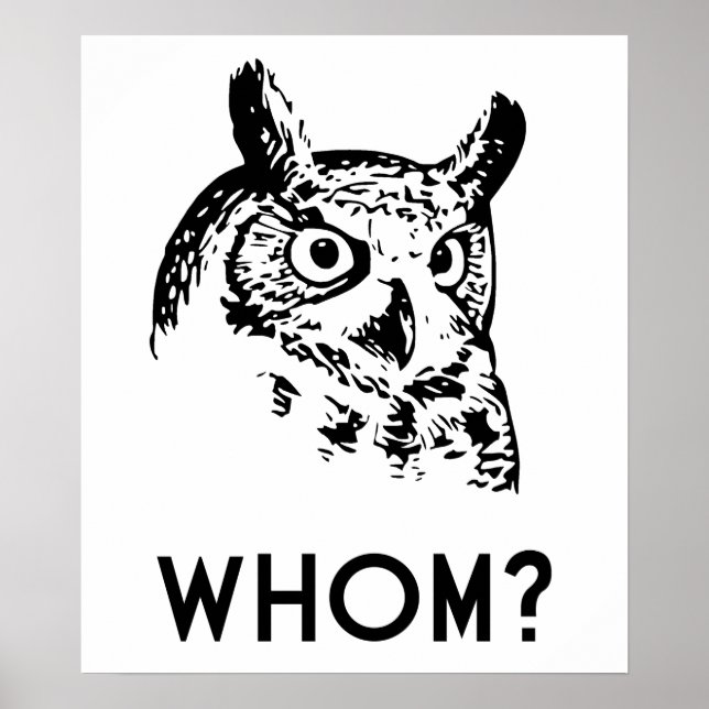 Hoo WHO Whom Grammar Uggla Poster (Framsidan)