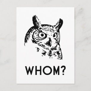 Hoo WHO Whom Grammar Uggla Vykort