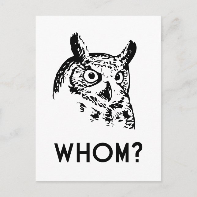 Hoo WHO Whom Grammar Uggla Vykort (Framsida)