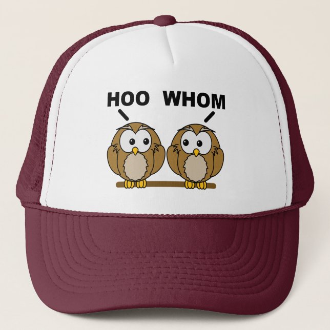 Hoo Whom Grammar Uggla Funny Boll Cap Truckerkeps (Framsida)