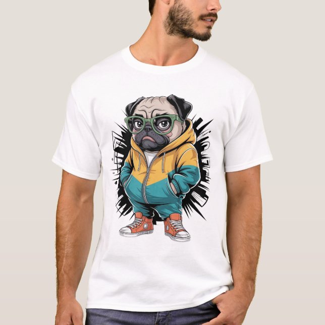 Hood Pug T Shirt (Framsida)