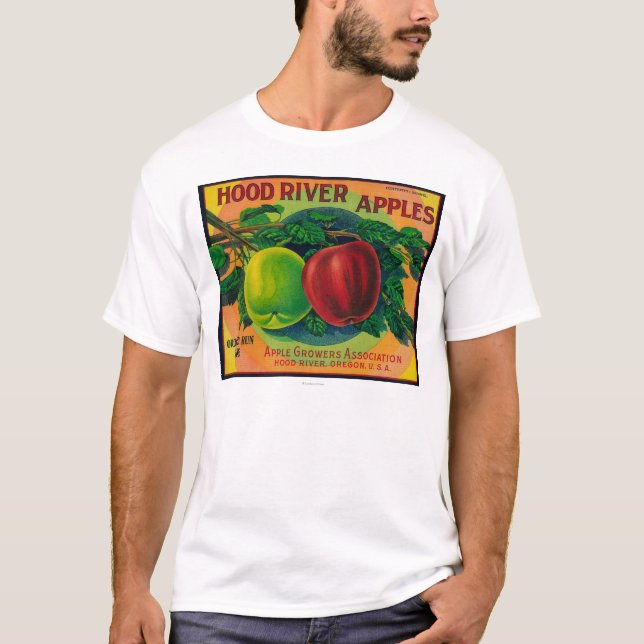 Hood River Apple lådaLabelHood flod, ELLER Tee Shirt (Framsida)