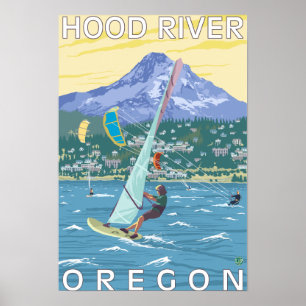 Hood River, ORWind surfarear & drakeBoarders Poster