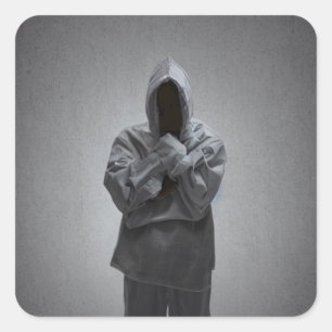 Hooded Character Fyrkantigt Klistermärke