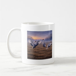 Hooded Cranes in Winter Kaffemugg