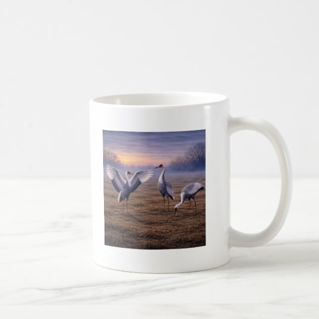 Hooded Cranes in Winter Kaffemugg (Höger)
