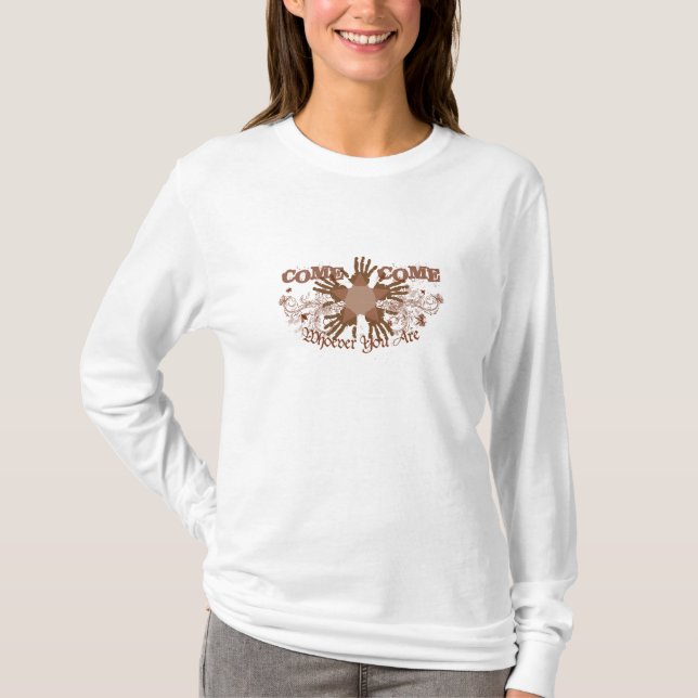 Hooded lång-muftt för kvinnor tee shirt (Framsida)