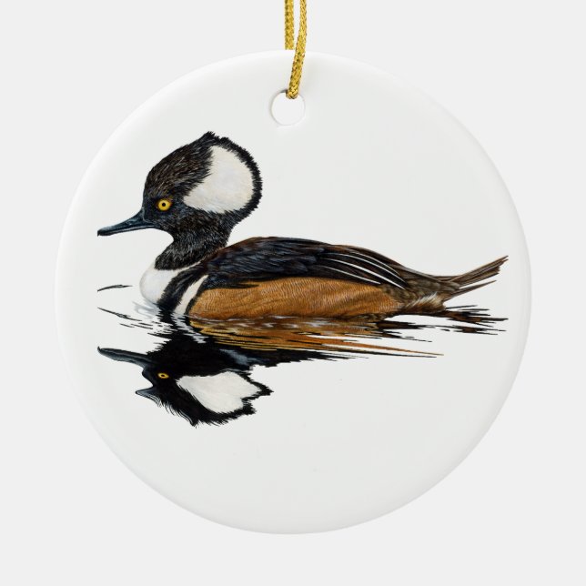 Hooded Merganser Ceramic Ornament (Framsidan)