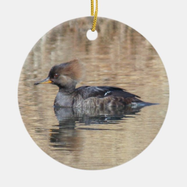 Hooded Merganser Julgransprydnad Keramik (Framsidan)