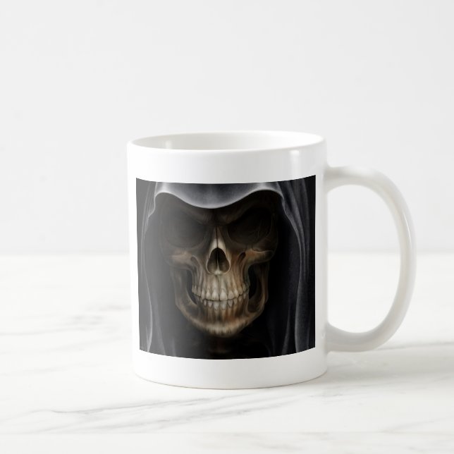 Hooded skalle - grym Reaper Kaffemugg (Höger)
