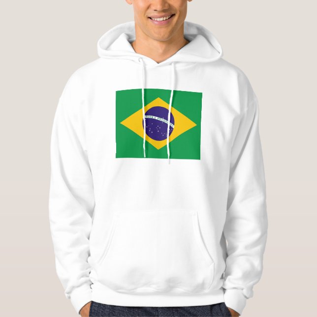 Hooded Sweatshirt med Flagga av Brasilien (Framsida)