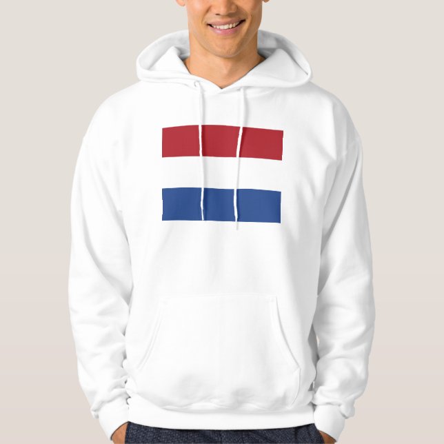 Hooded Sweatshirt med Flagga Nederländerna (Framsida)
