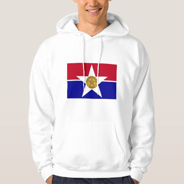 Hooded Sweatshirt with Flagga of Dallas, USA (Framsida)