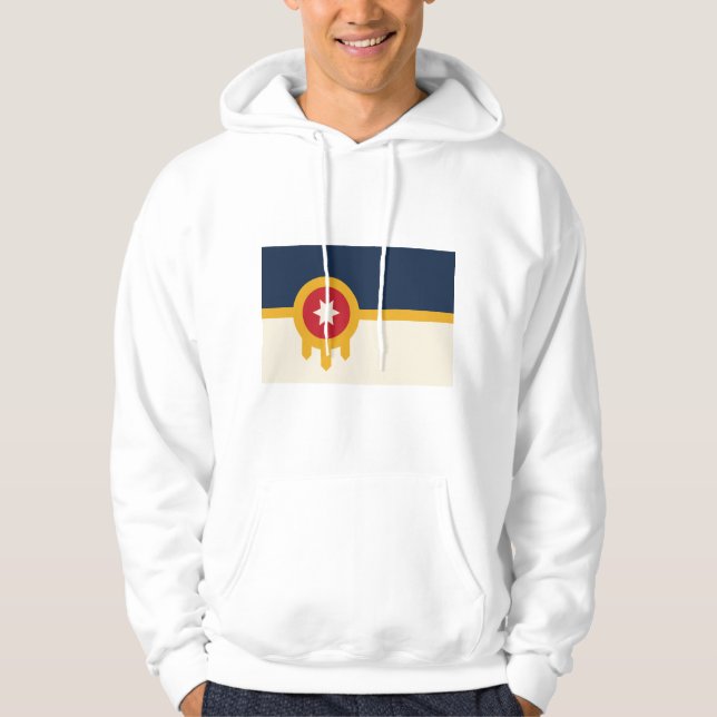 Hooded Sweatshirt with Flagga of Tulsa, Oklahoma (Framsida)