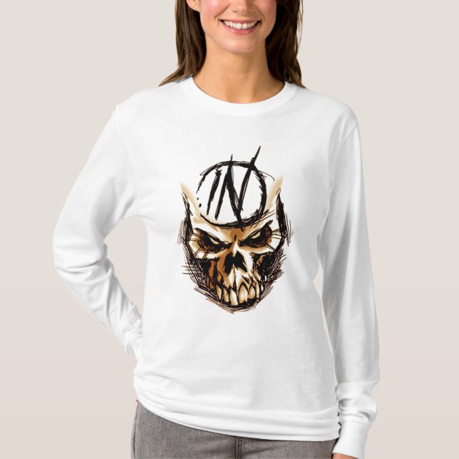 Hooded T-tröja för tokig skalledesign T-shirt (Framsida)