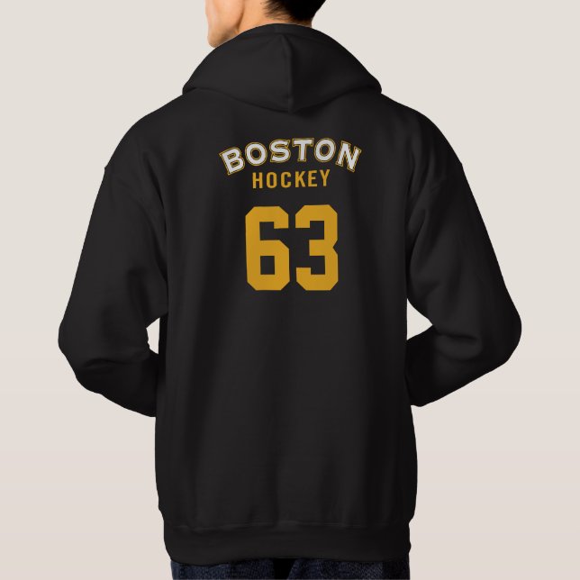 Hooded tröja för Boston hockeysvart Sweatshirt Med Luva (Baksida)