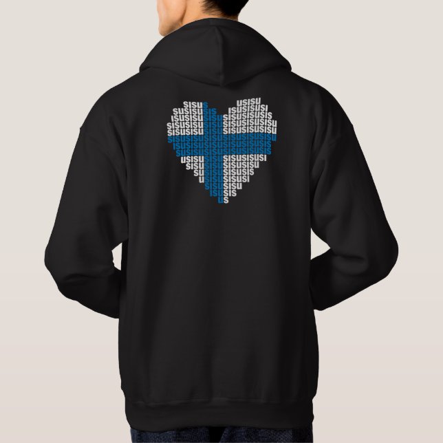 Hooded tröja för Sisu hjärtabaksida Sweatshirt Med Luva (Baksida)