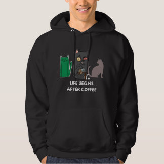 Hoodie cat bilder för kaffe älskare black