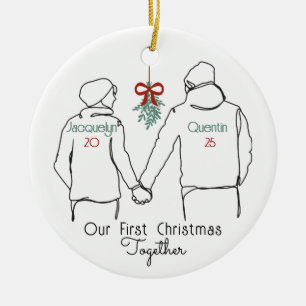Hoodie Couple First jul Together Julgransprydnad Keramik