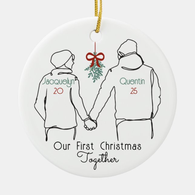 Hoodie Couple First jul Together Julgransprydnad Keramik (Framsidan)