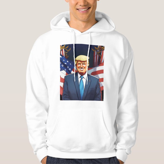 HOODIE-design av Donald Trump med lite leende Hoodie (Framsida)