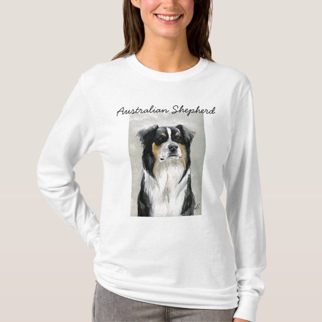Hoodie för australian shepherdhundkonst tee (Framsida)