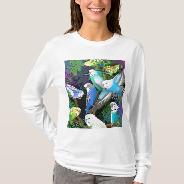 Hoodie för Budgie parakiterdamer Tee (Framsida)