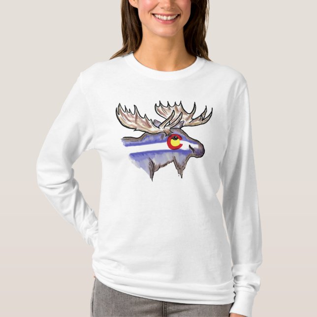 Hoodie för Colorado älgdamer Tee Shirt (Framsida)