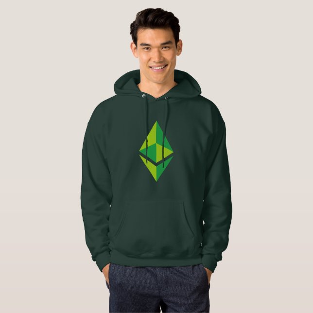 Hoodie för Ethereum ETH grön logotyp | (Hel framsida)