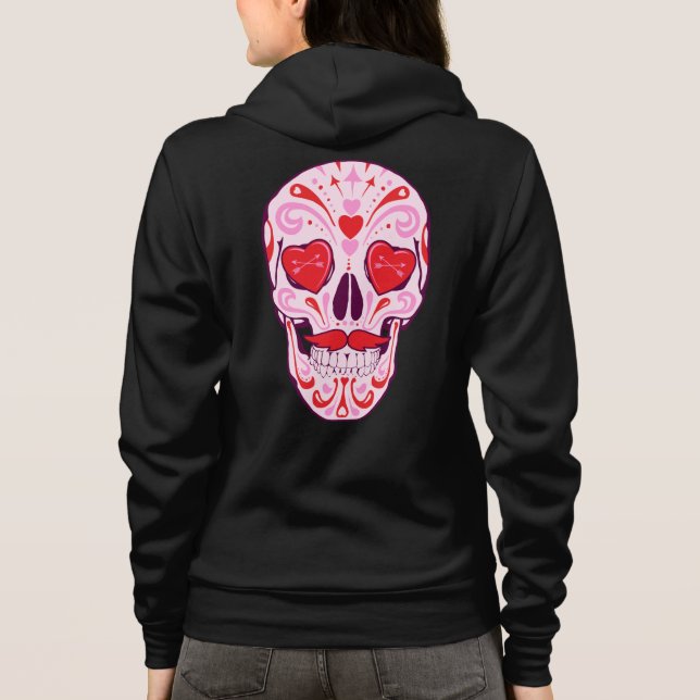 Hoodie för hjärtasockerskalle & pilvinande t shirt (Baksida)