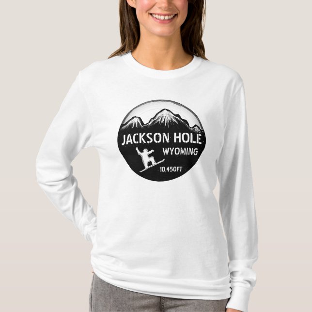 Hoodie för Jackson Hole Wyoming snowboardkonst T-shirt (Framsida)