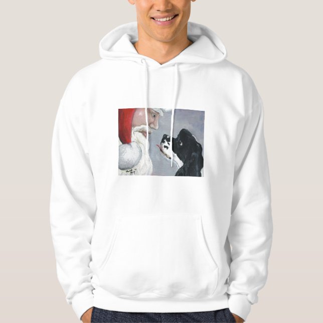 Hoodie för jul för cockerspanielspaniel- & Santa (Framsida)