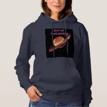 Hoodie för kvinnor med neonrosa Saturnus - Out of