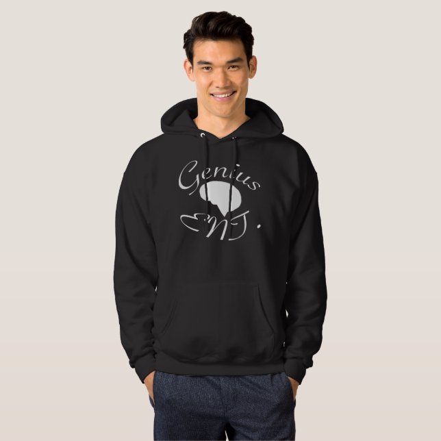 Hoodie för logotyp för snilleunderhållningvit (Hel framsida)